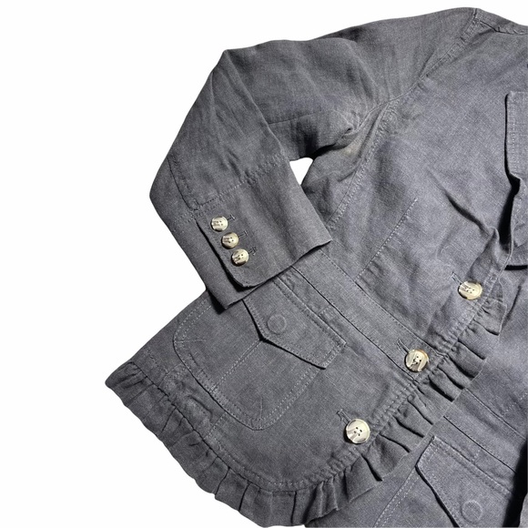 Anthropologie Hei Hei Grey 100% Linen Blazer 4 - Picture 2 of 10